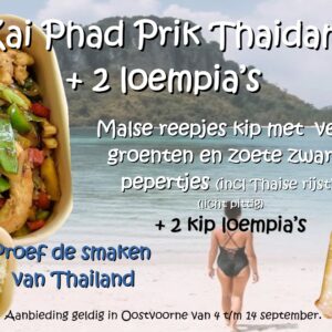 aanbieding Kai Phad Prik Thaidam + 2 loempia's