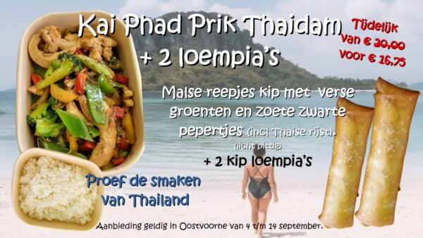 aanbieding Kai Phad Prik Thaidam + 2 loempia's