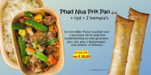 aanbieding Phad Nua Prik Pao + 2 loempia's